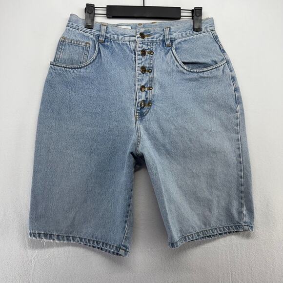 Vintage Cristina Jean Shorts Women's 13/14 Blue Faded Light Button Fly Jorts 90s - Picture 1 of 13